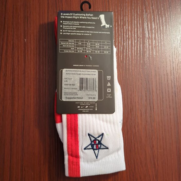 Team USA Nike Elite Socks White/Red Crew Size Large Olympics Basketball *Rare* - Picture 2 of 3